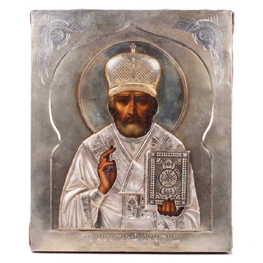 Russian Art Nouveau Icon of Saint Nikolay Wonderworker — image 1
