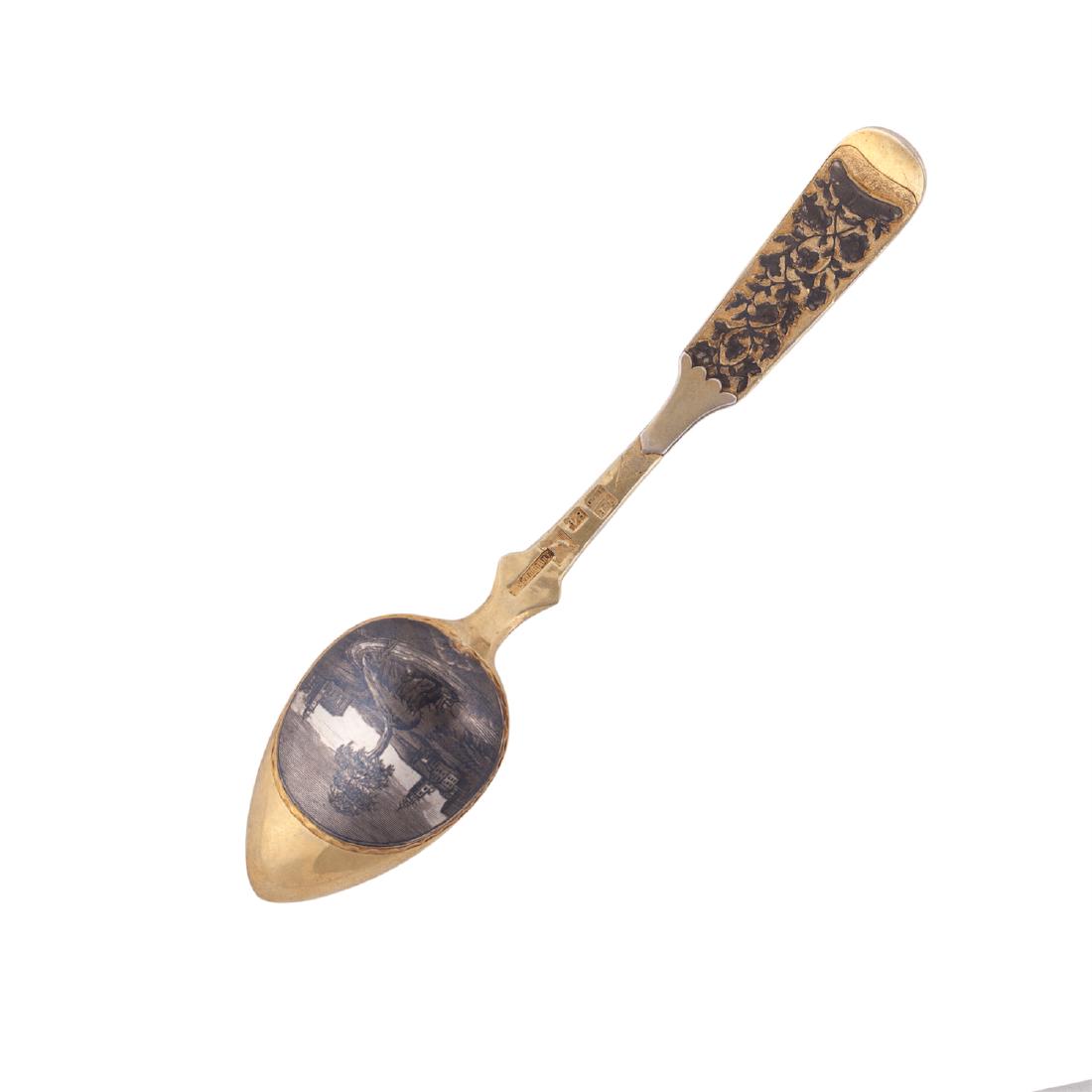 Russian silver-gilt and niello spoon — image 1