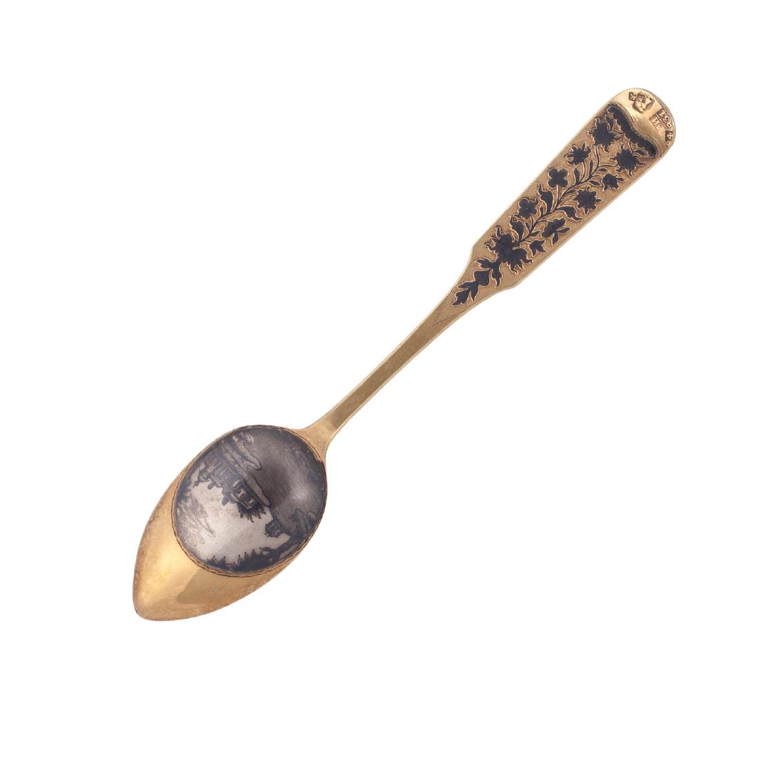 Russian silver-gilt and niello spoon — image 1