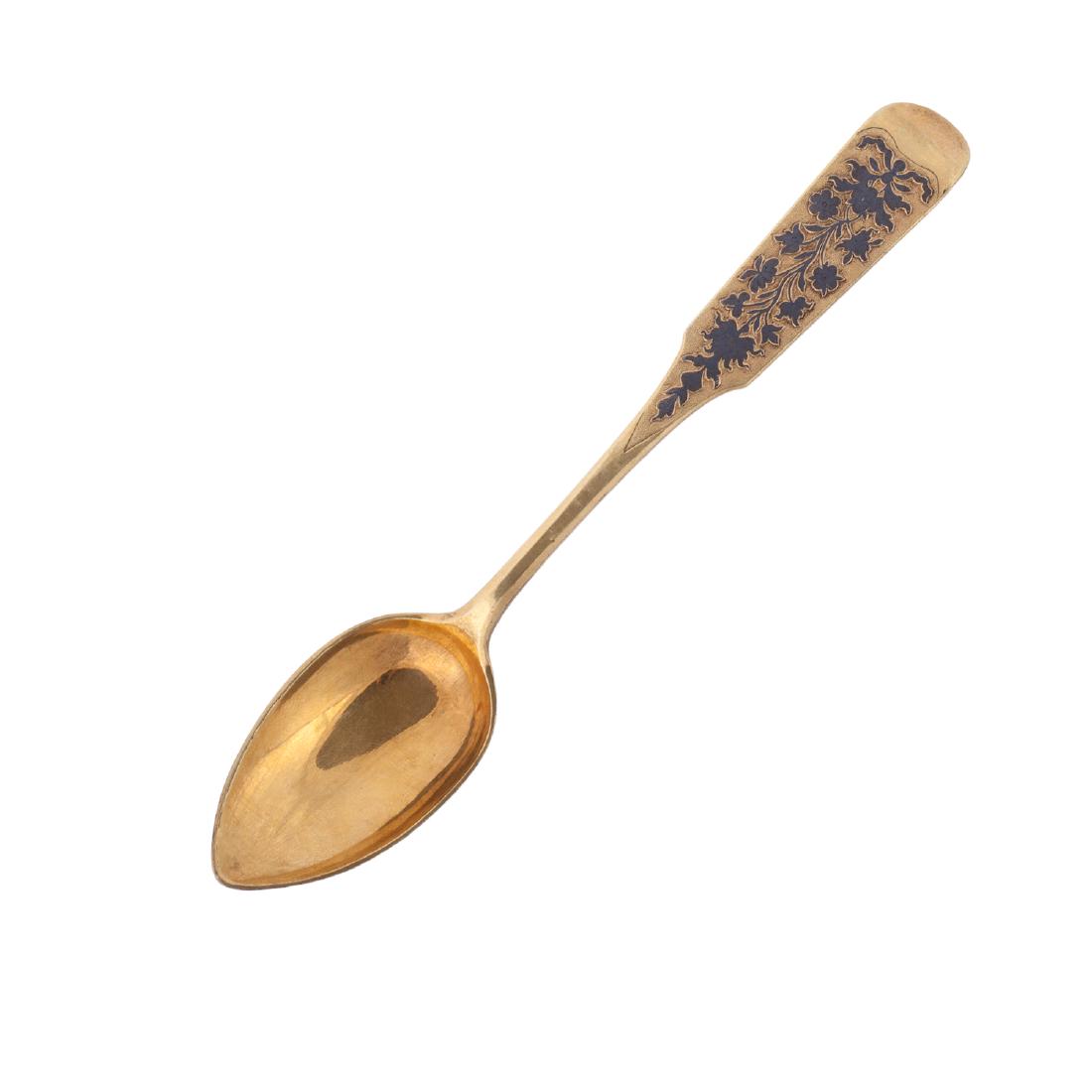 Russian silver-gilt and niello spoon — image 2