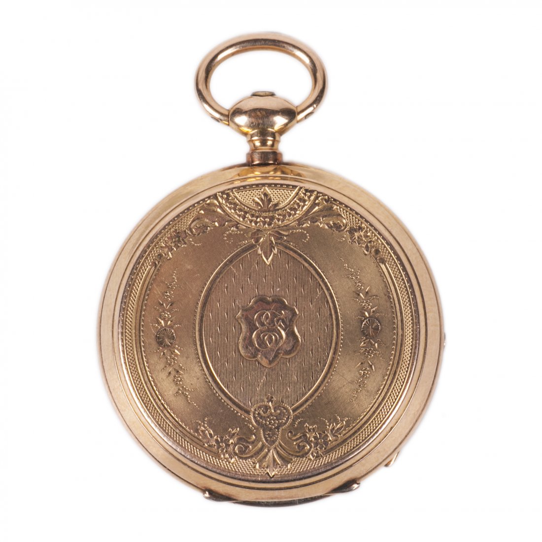 Open face gold pocket watch — image 1