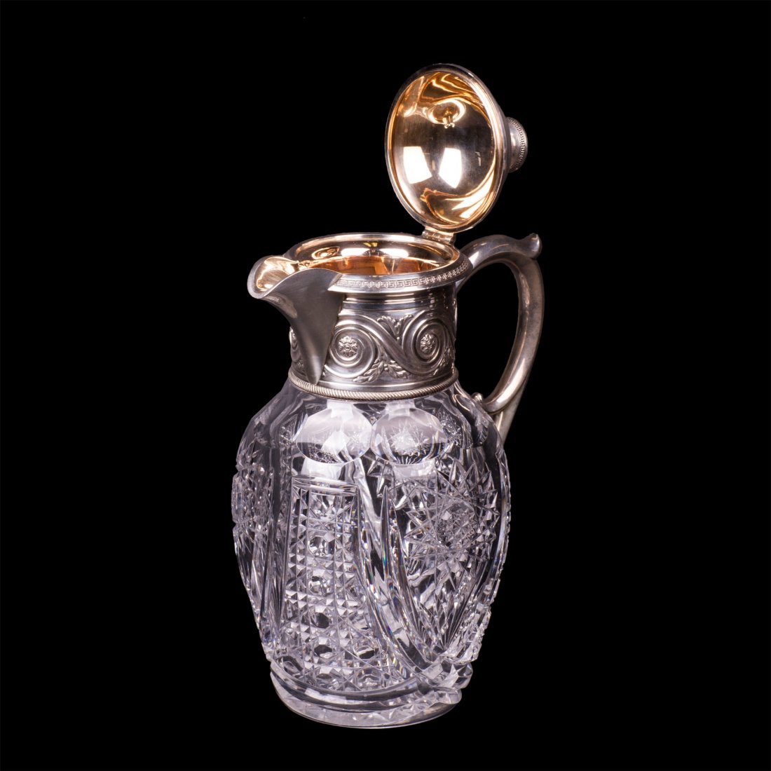 Russian neoclassical cut-glass and silver-gilt carafe — image 2