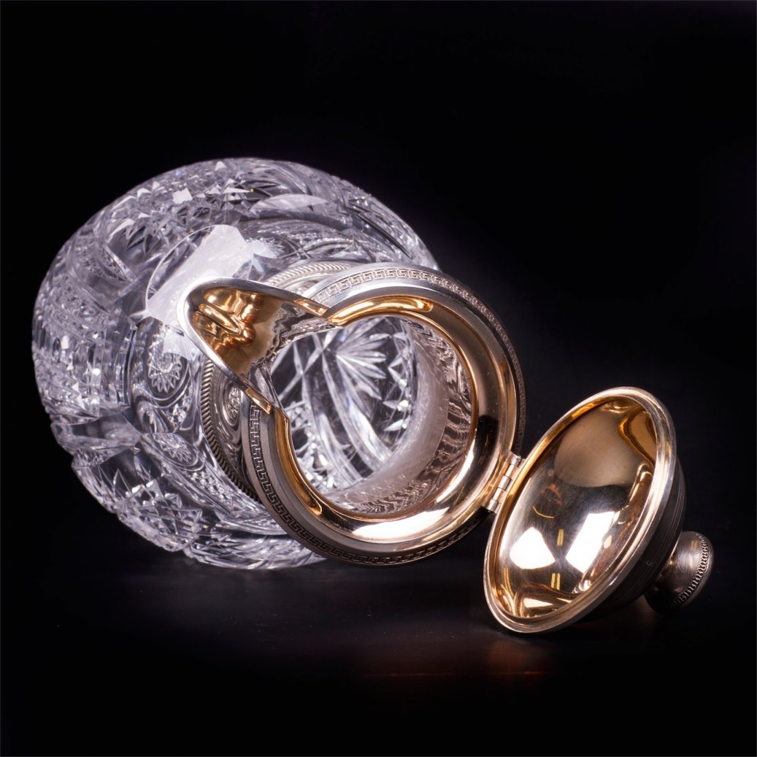 Russian neoclassical cut-glass and silver-gilt carafe — image 5