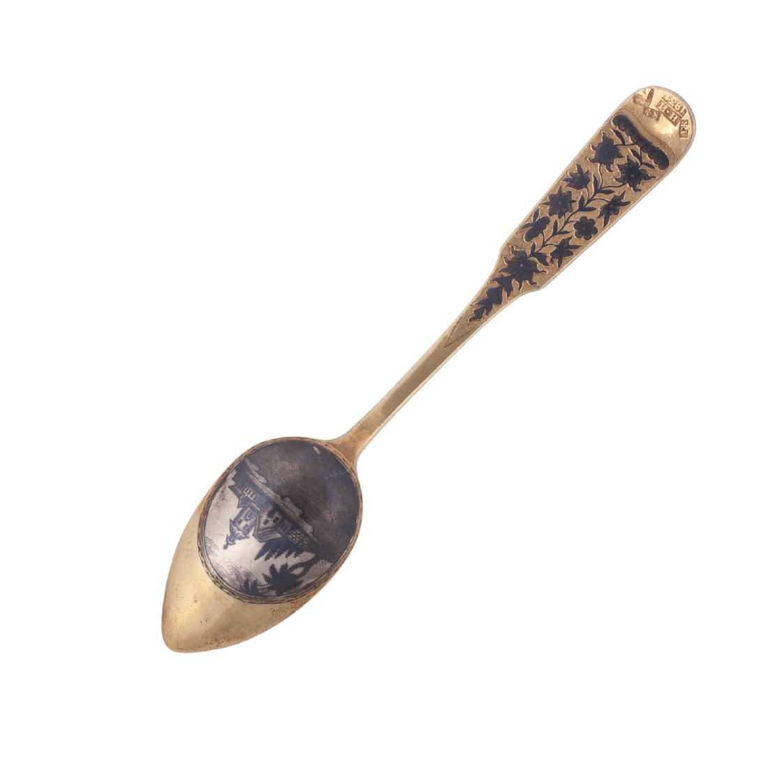 Russian silver-gilt and niello spoon — image 1