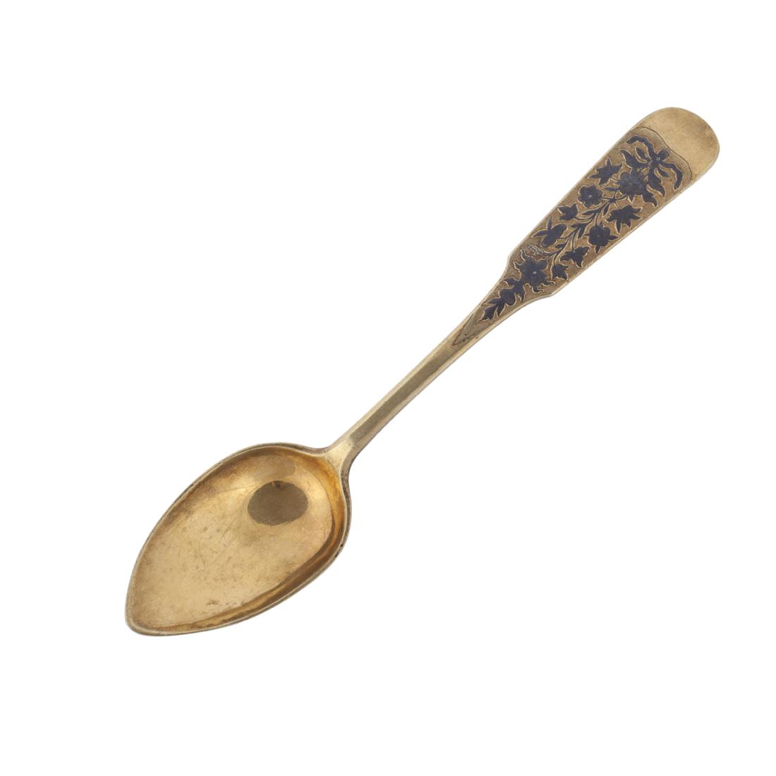 Russian silver-gilt and niello spoon — image 2