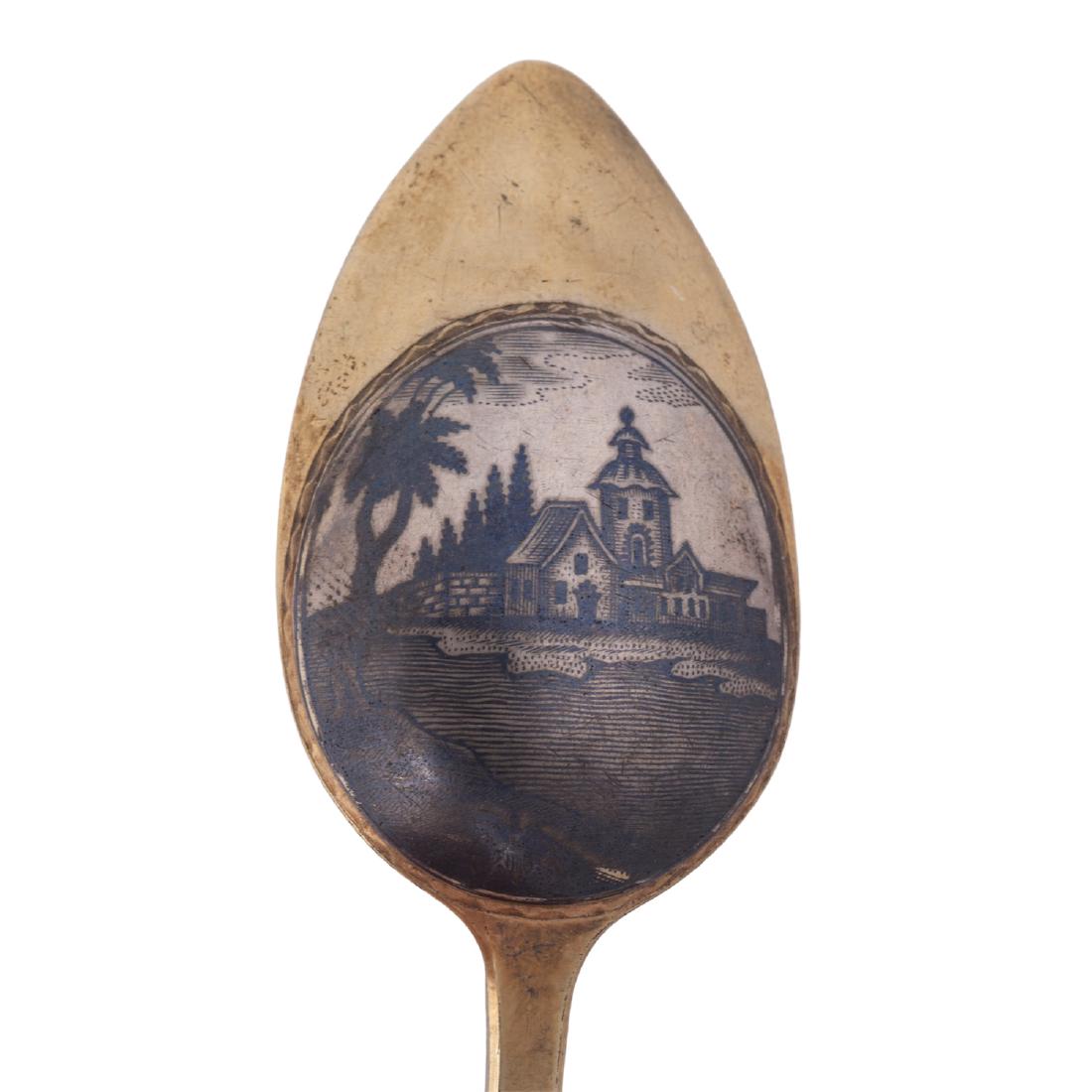 Russian silver-gilt and niello spoon — image 4