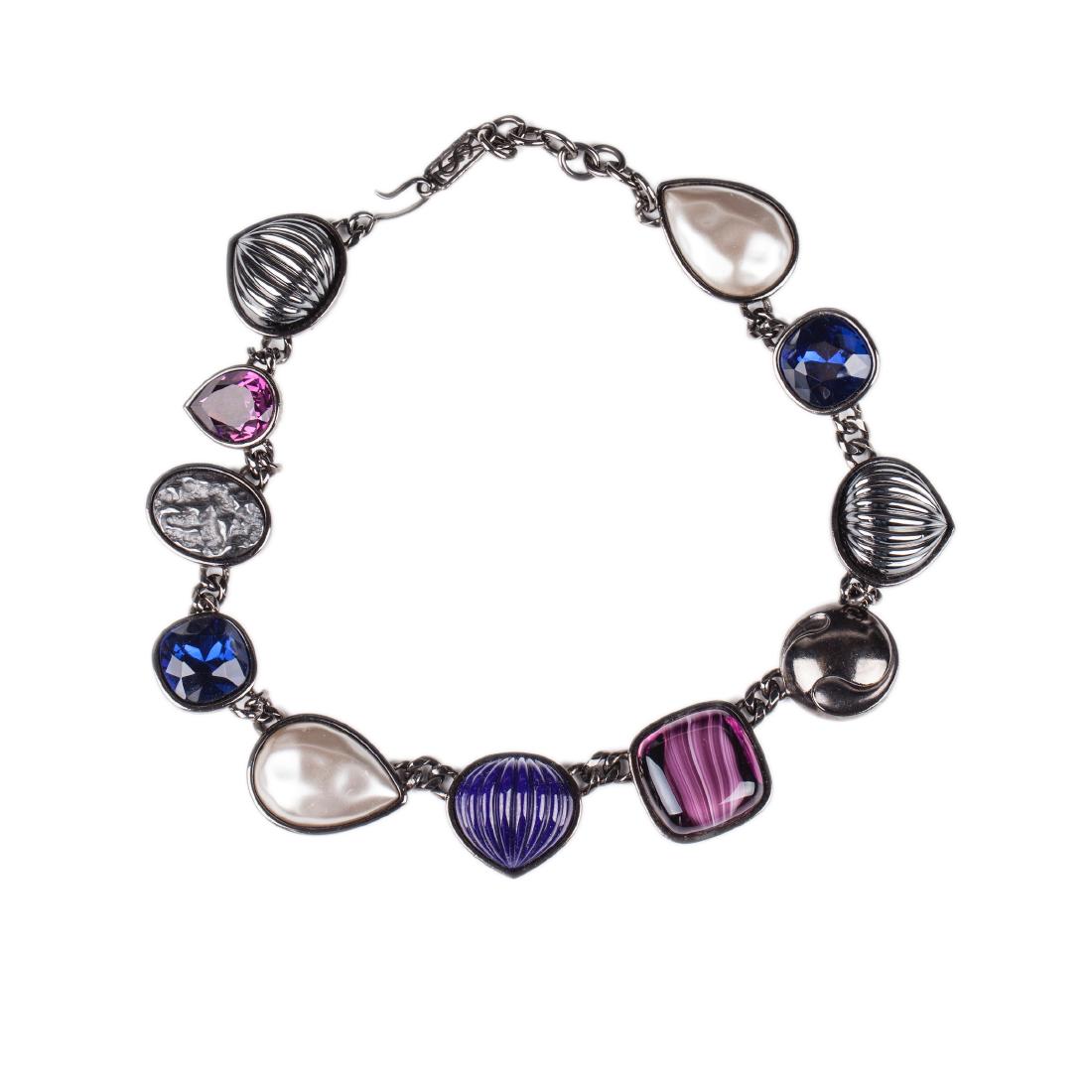 Yves Saint Laurent blackened metal necklace — image 1