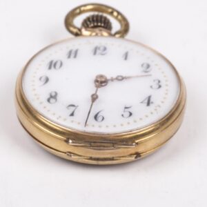 12K gold open face pocket watch with enamel — image 4