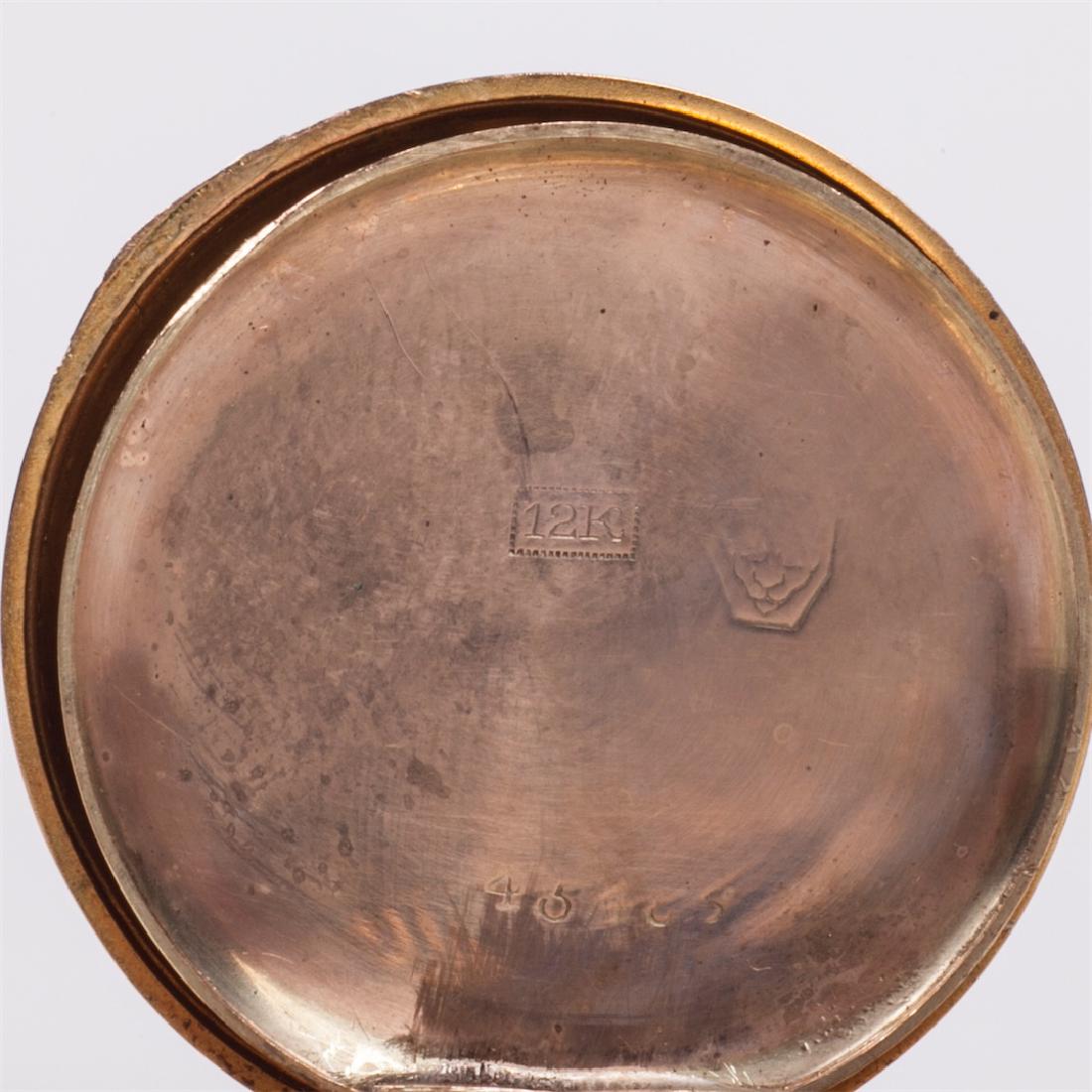 12K gold open face pocket watch with enamel — image 8