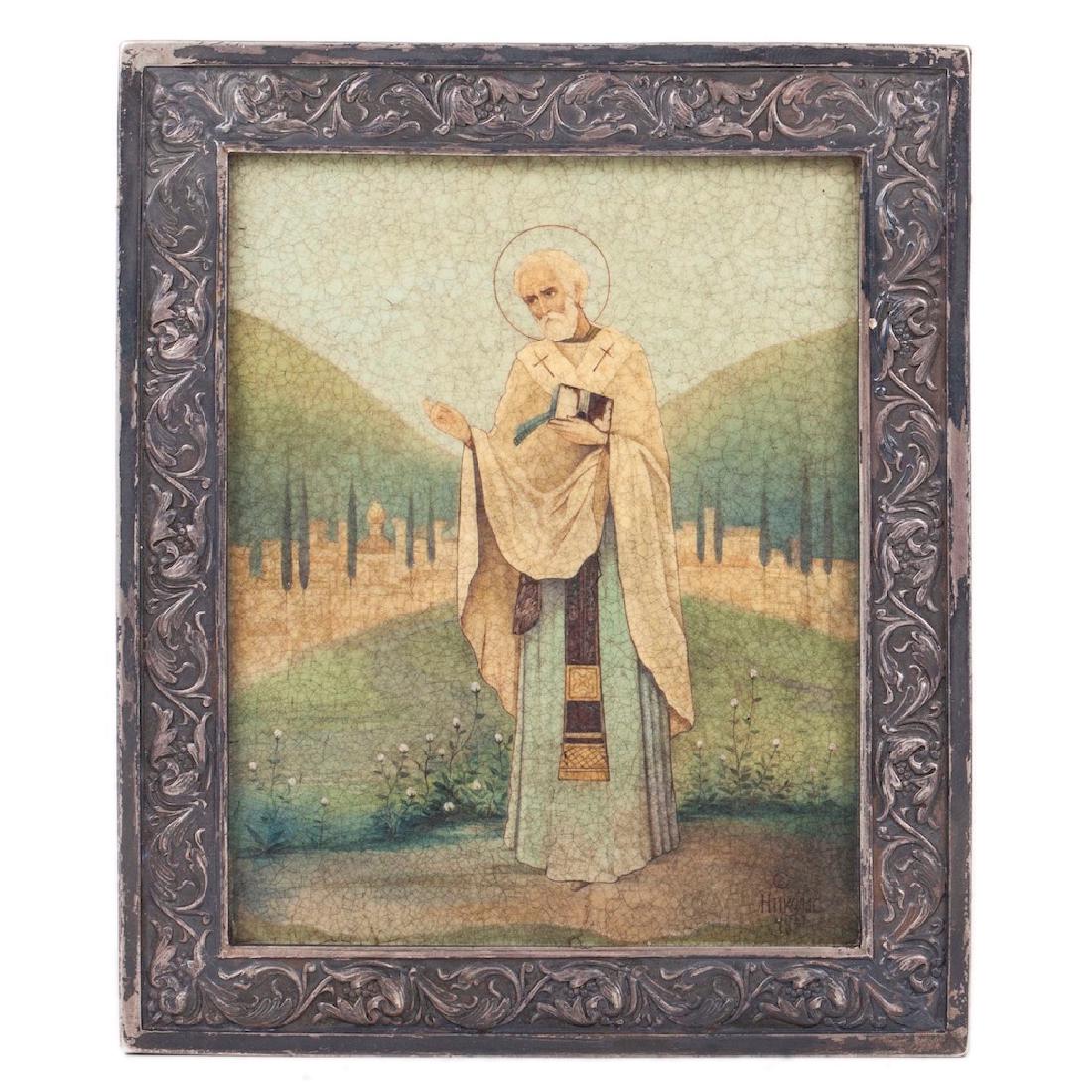 Exceptional Russian Icon of Saint Nikolay Wonderworker — image 1