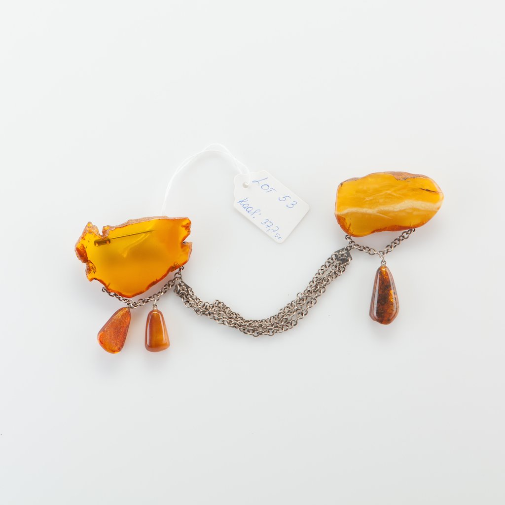 Natural Old Baltic Amber brooch. — image 2