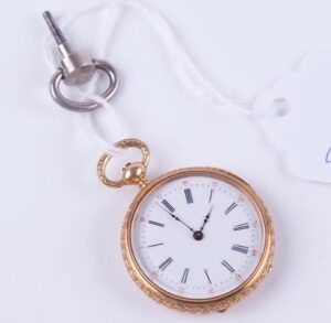 Open face gold pocket watch — image 2