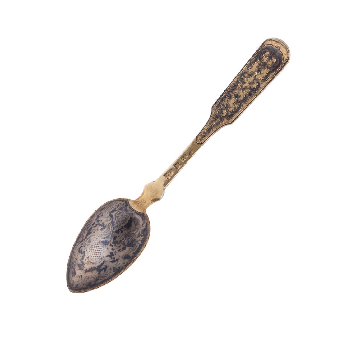 Russian silver-gilt and niello spoon — image 1