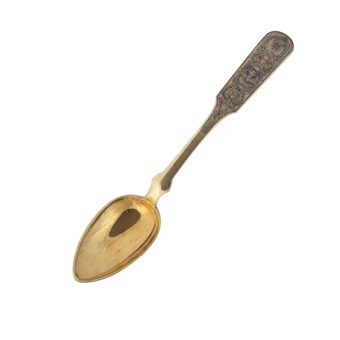 Russian silver-gilt and niello spoon — image 2