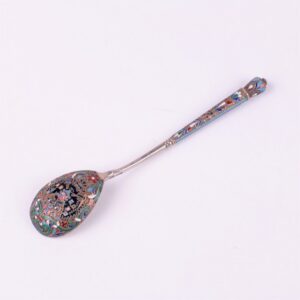 Russian silver spoon with enamel double-headed eagle. — image 3