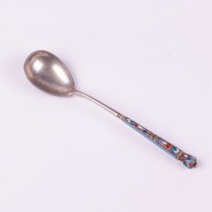 Russian silver spoon with enamel double-headed eagle. — image 5
