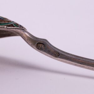 Russian silver spoon with enamel double-headed eagle. — image 7