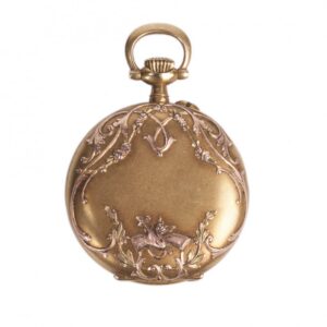 Open face gold pocket watch — image 1