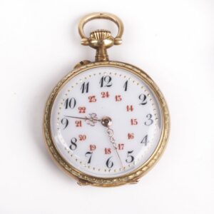 Open face gold pocket watch — image 2