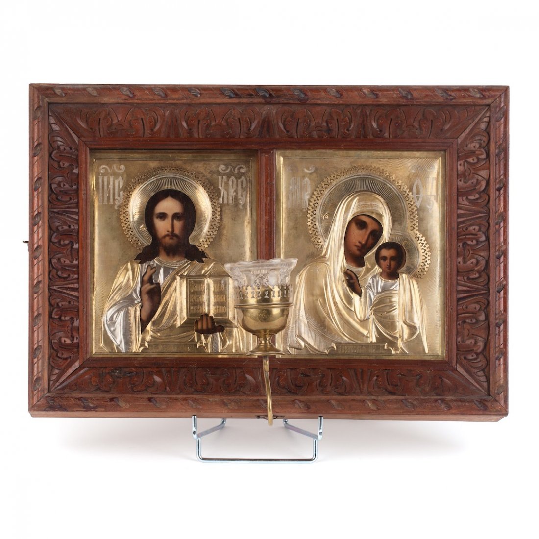 Russian icon "Wedding Pair": Christ Pantokrator and — image 1