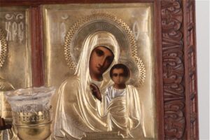 Russian icon "Wedding Pair": Christ Pantokrator and — image 2