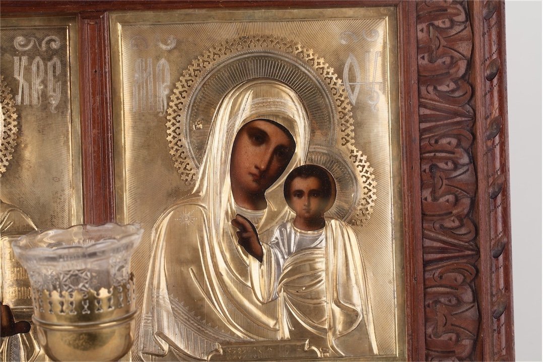 Russian icon "Wedding Pair": Christ Pantokrator and — image 2