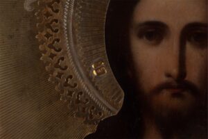 Russian icon "Wedding Pair": Christ Pantokrator and — image 5