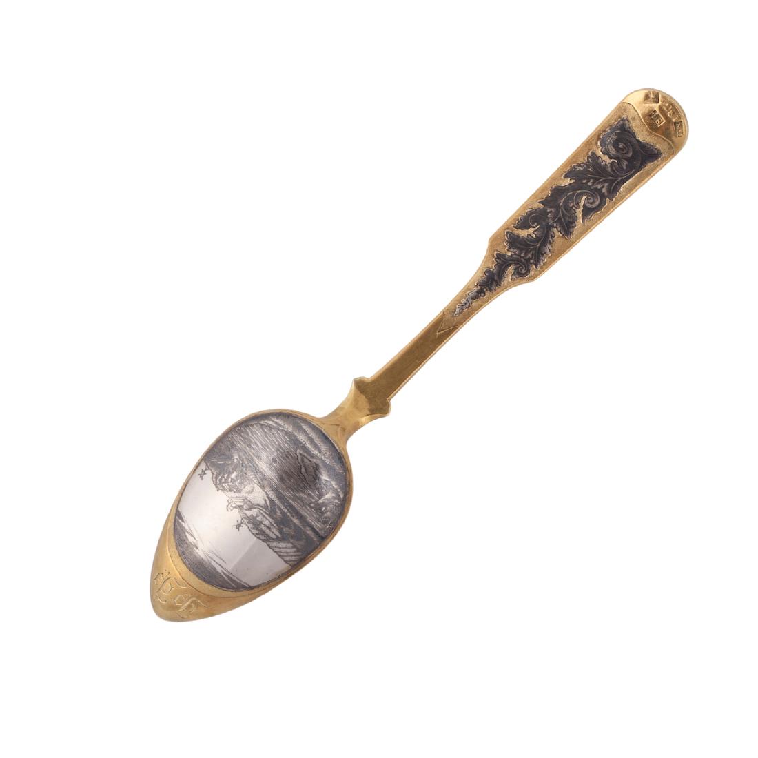 Russian silver-gilt and niello spoon — image 1