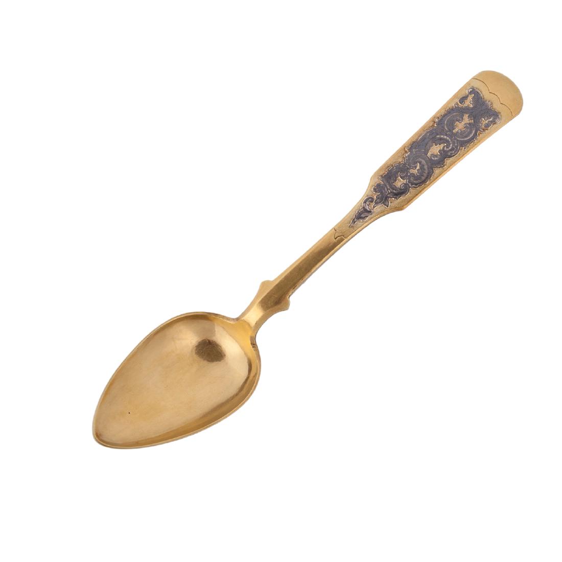 Russian silver-gilt and niello spoon — image 2