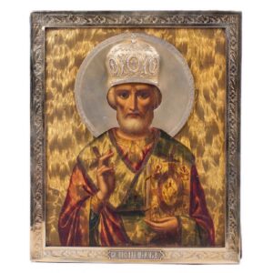 Unusual Russian Icon of Saint Nikolay Wonderworker — image 1