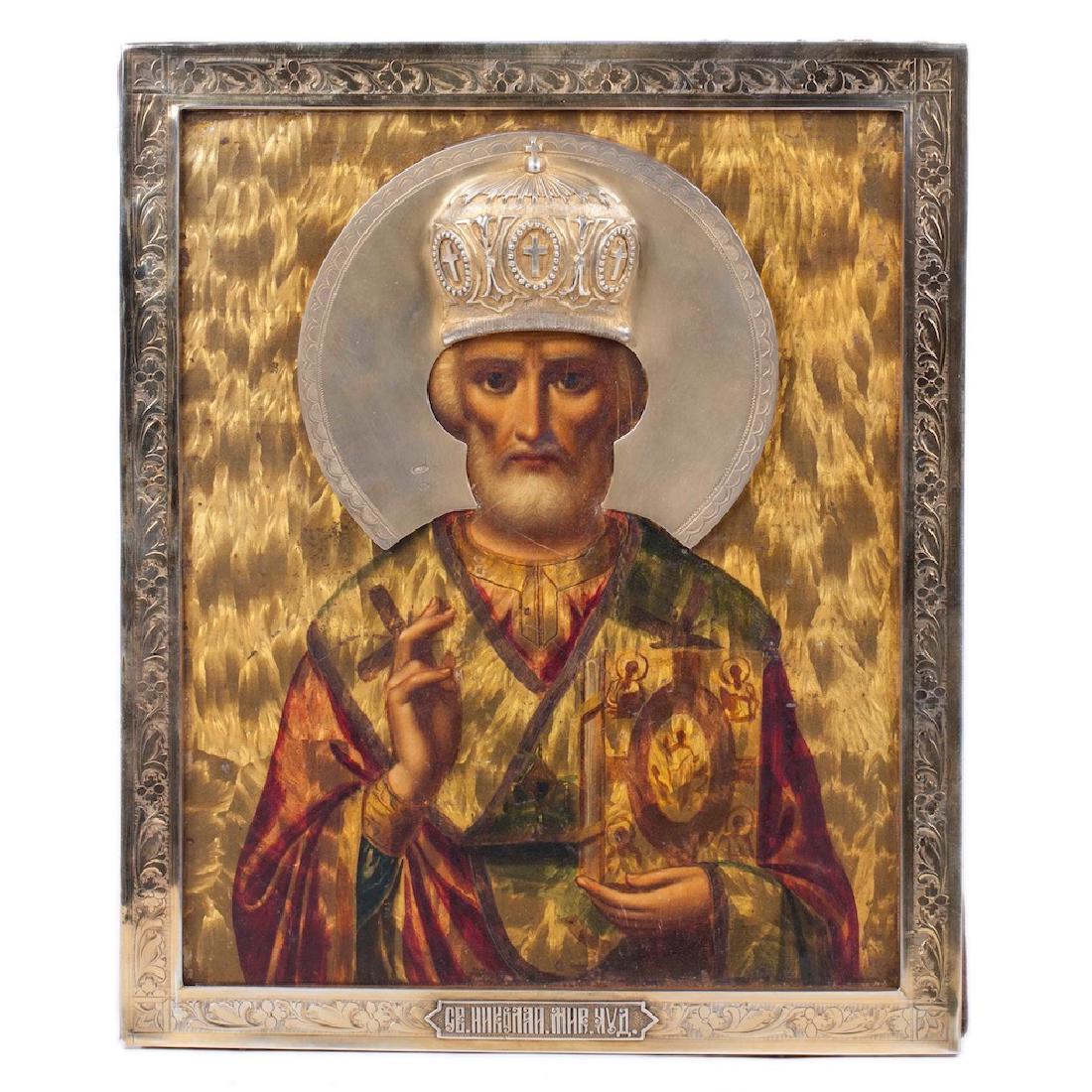 Unusual Russian Icon of Saint Nikolay Wonderworker — image 1