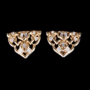 Yves Saint Laurent gilt metal earclips. 1970s. — image 1