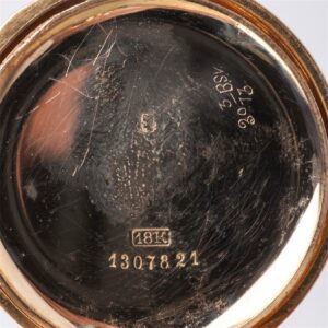 Gold pocket watch with diamonds and emerald stone — image 4