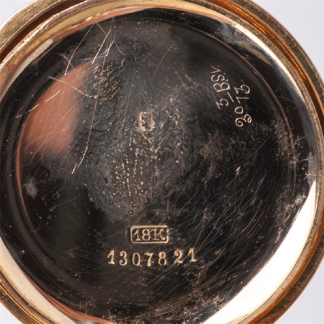 Gold pocket watch with diamonds and emerald stone — image 4