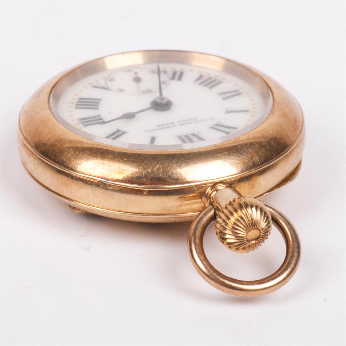 Gold pocket watch with diamonds and emerald stone — image 6