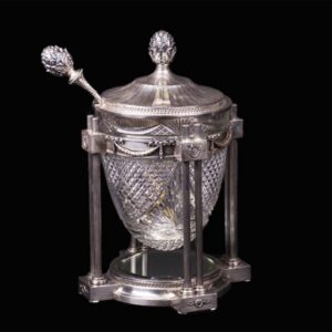 Grand neoclassical silver and cut-glass punch vase — image 1