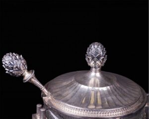 Grand neoclassical silver and cut-glass punch vase — image 2