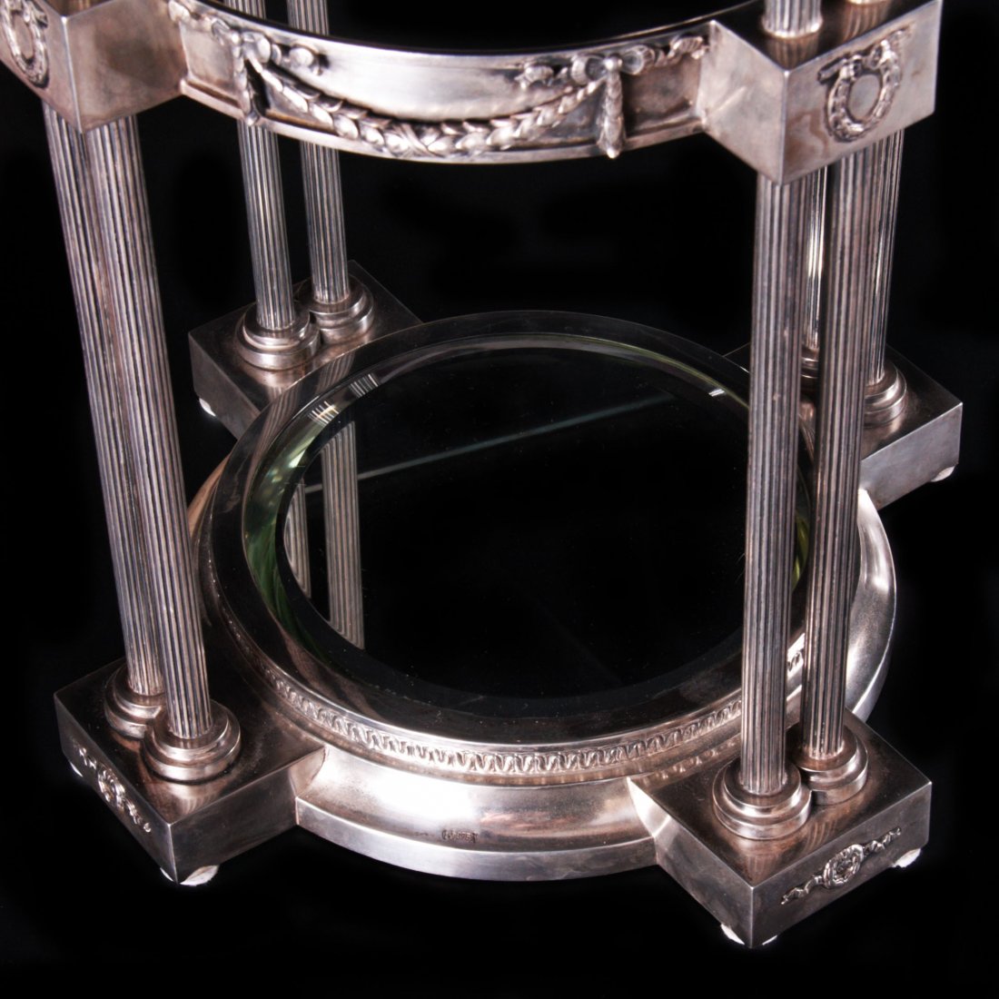 Grand neoclassical silver and cut-glass punch vase — image 5