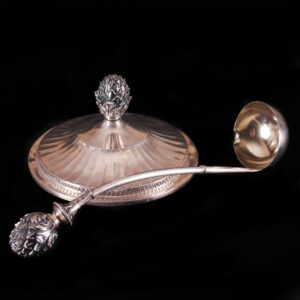 Grand neoclassical silver and cut-glass punch vase — image 6