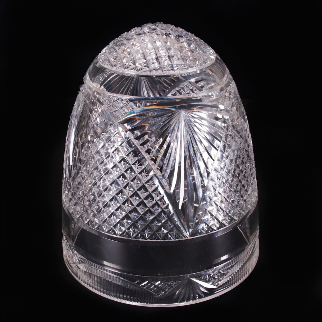 Grand neoclassical silver and cut-glass punch vase — image 8