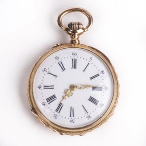 Open face gold pocket watch — image 2