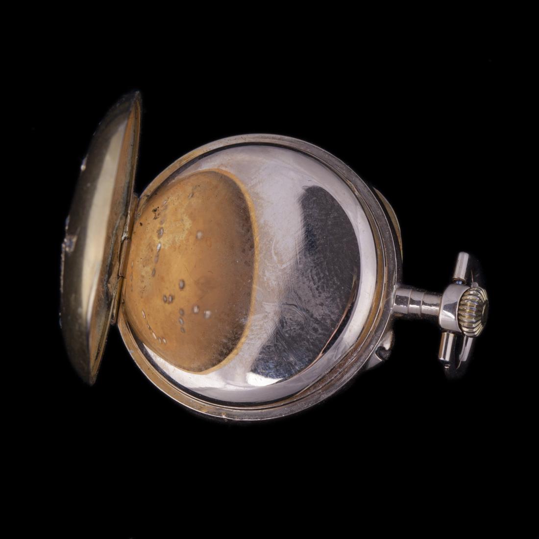 Gold open face pocket watch with jewels — image 3