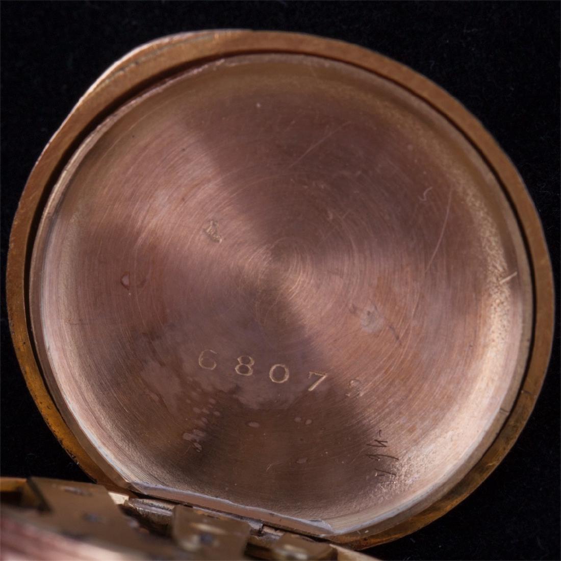 Gold open face pocket watch with jewels — image 5