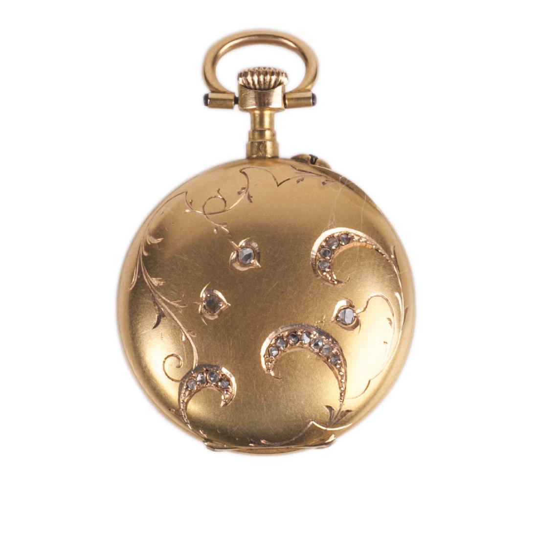 Gold "Le coultre" open face pocket watch — image 1
