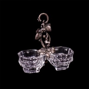 Russian silver and cut-glass cruet with putti figure — image 1