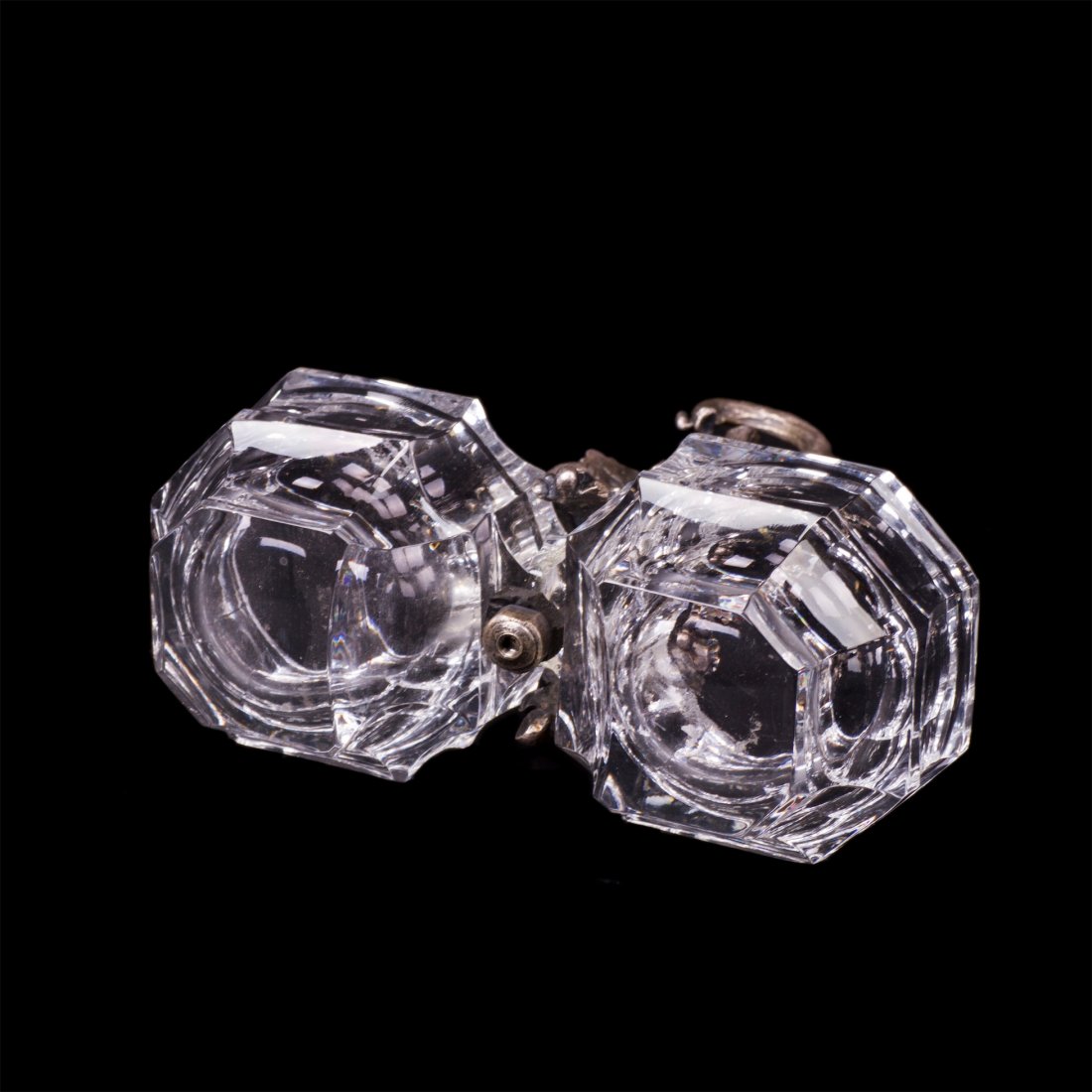 Russian silver and cut-glass cruet with putti figure — image 3