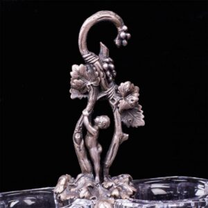 Russian silver and cut-glass cruet with putti figure — image 4