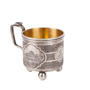 Russian silver-gilt and niello tea glass holder — image 1
