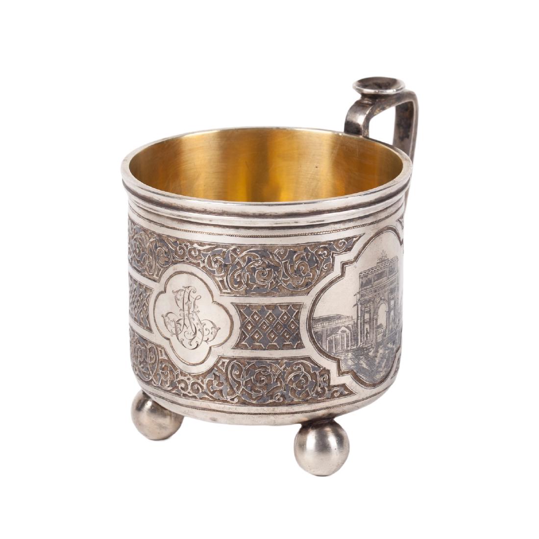 Russian silver-gilt and niello tea glass holder — image 2