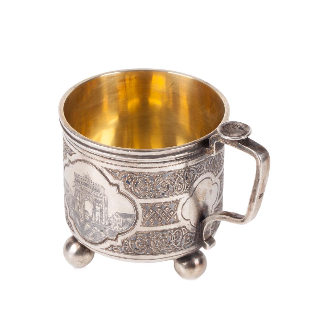 Russian silver-gilt and niello tea glass holder — image 3